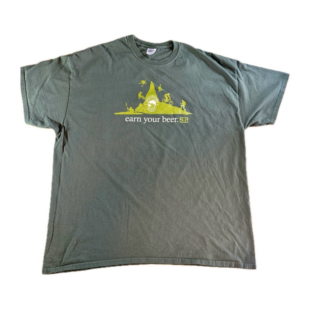 Deschutes Brewery T Shirt “Earn Your Beer”  Bend Oregon Mens Size 2XL Green